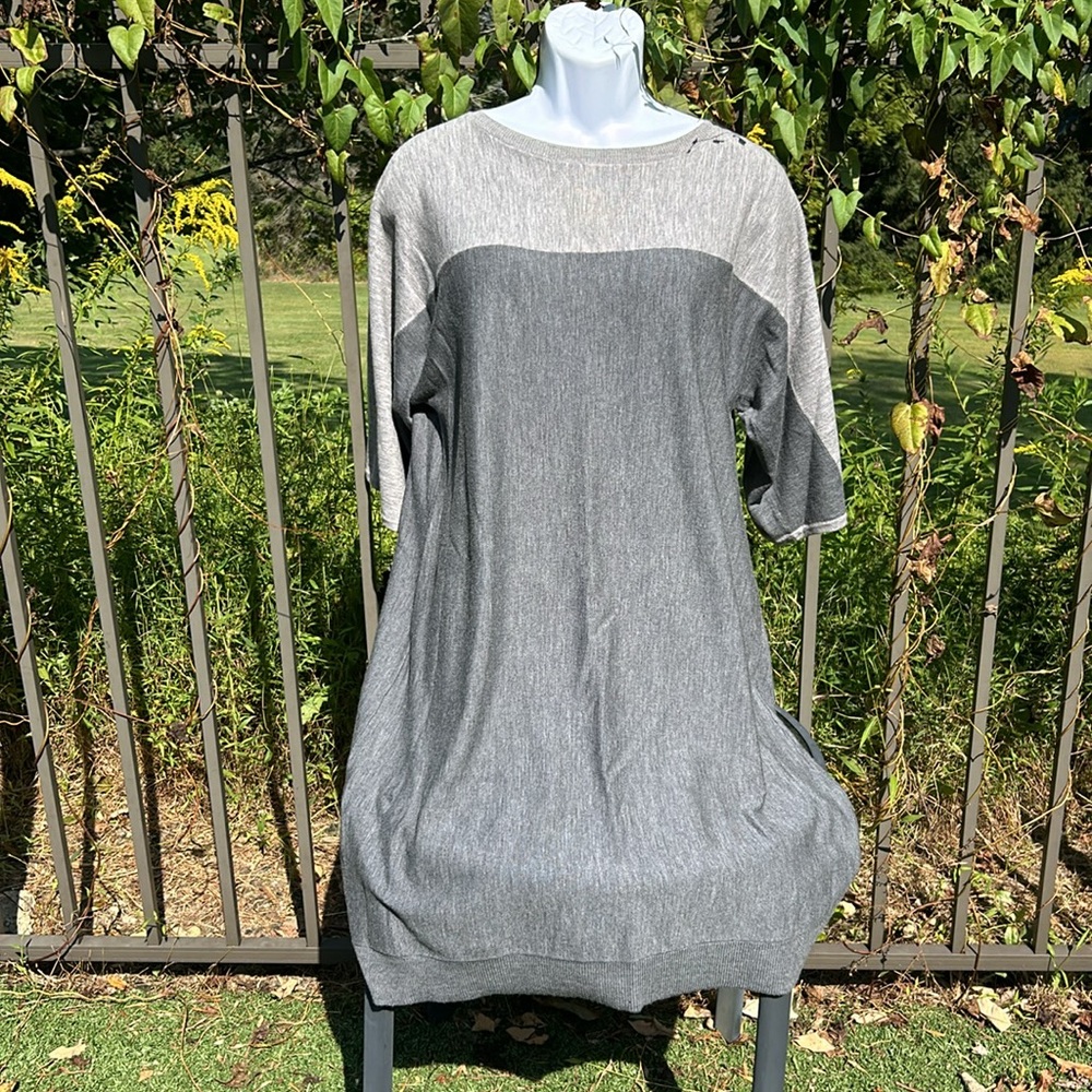 Talbots Gray Color Block Merino Wool Sweater Dres… - image 6